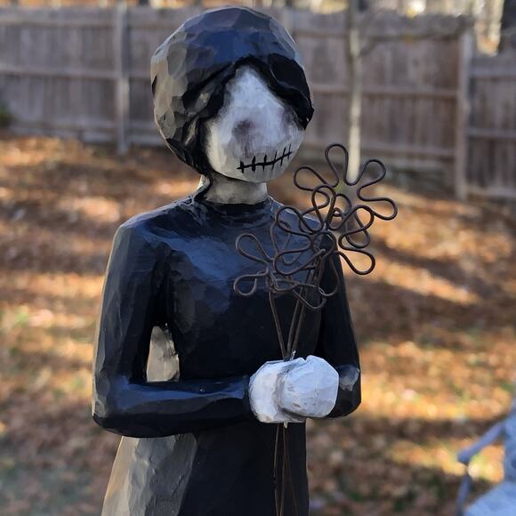 Creepy Odd Gothic Ghost Girl Altered Repainted Willow Tree Figure Figurine Goth - Picture 4 of 8